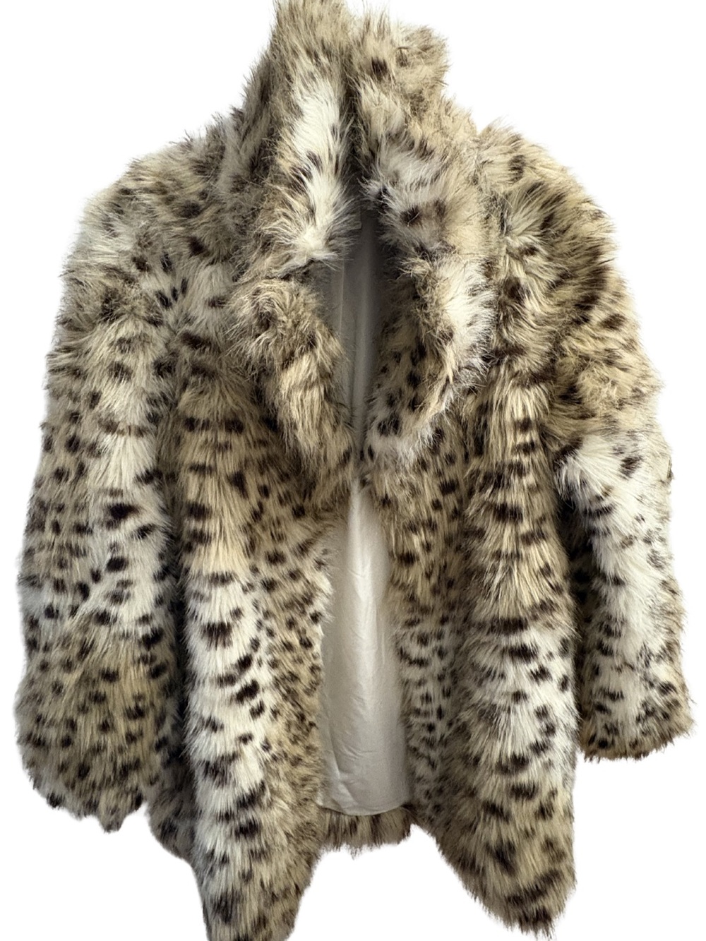 H&M Faux Fur Leopard-Print Coat - Cream/Tan